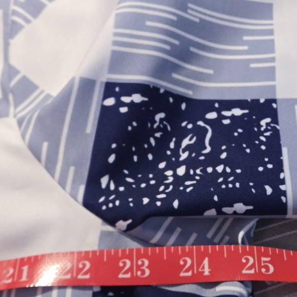 Navy & White Checkered Henley Style Button Up Print Tunic 3/4 Sleeve Women’s 3XL - Picture 7 of 10